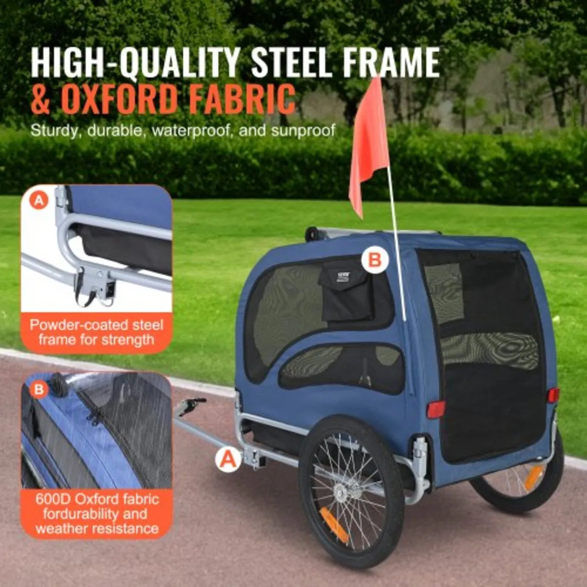 Dog Bike Trailer, Supports up to 100 lbs, Pet Cart - Image 3