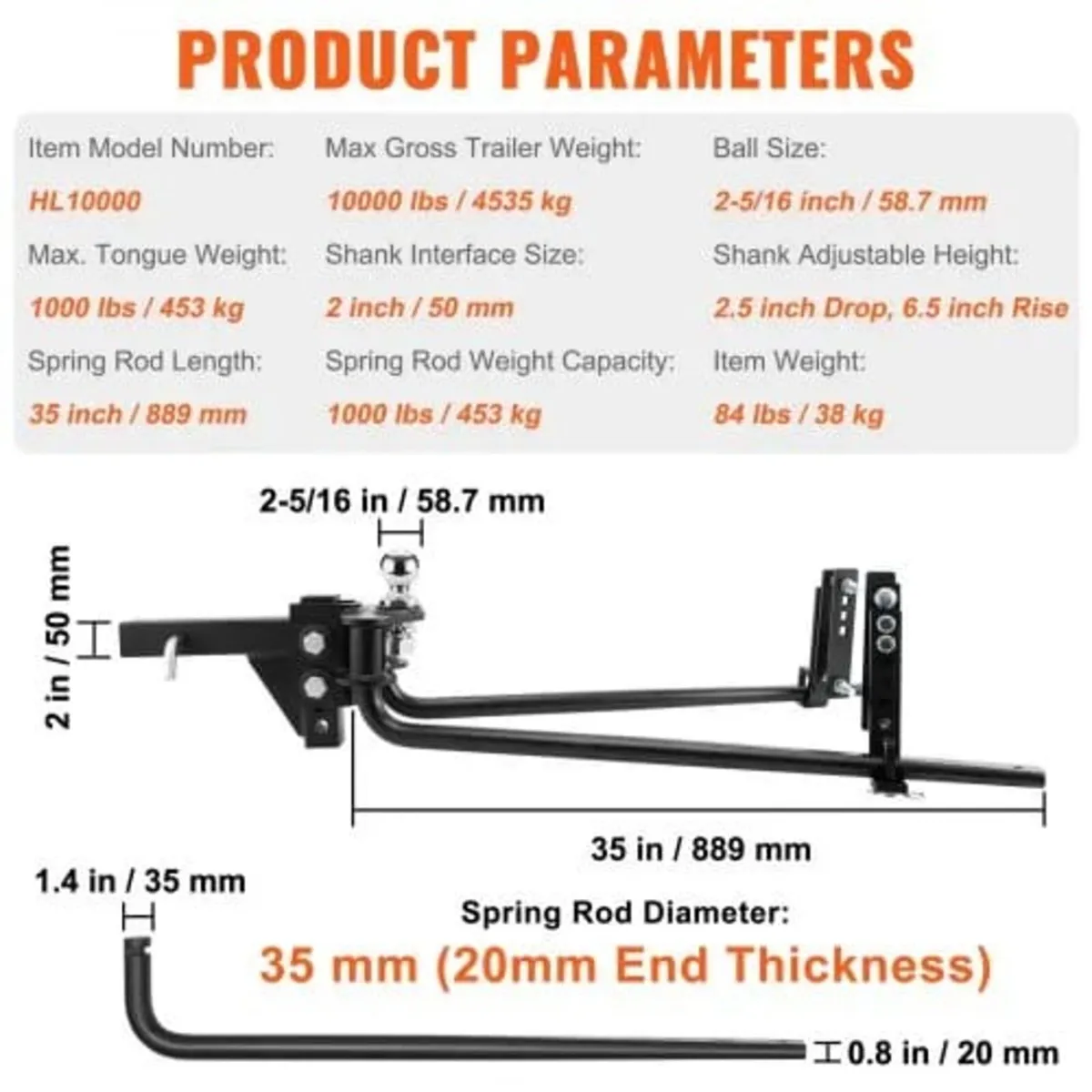 Weight Distribution Hitch, 1,000 lbs Weight Distri - Image 2