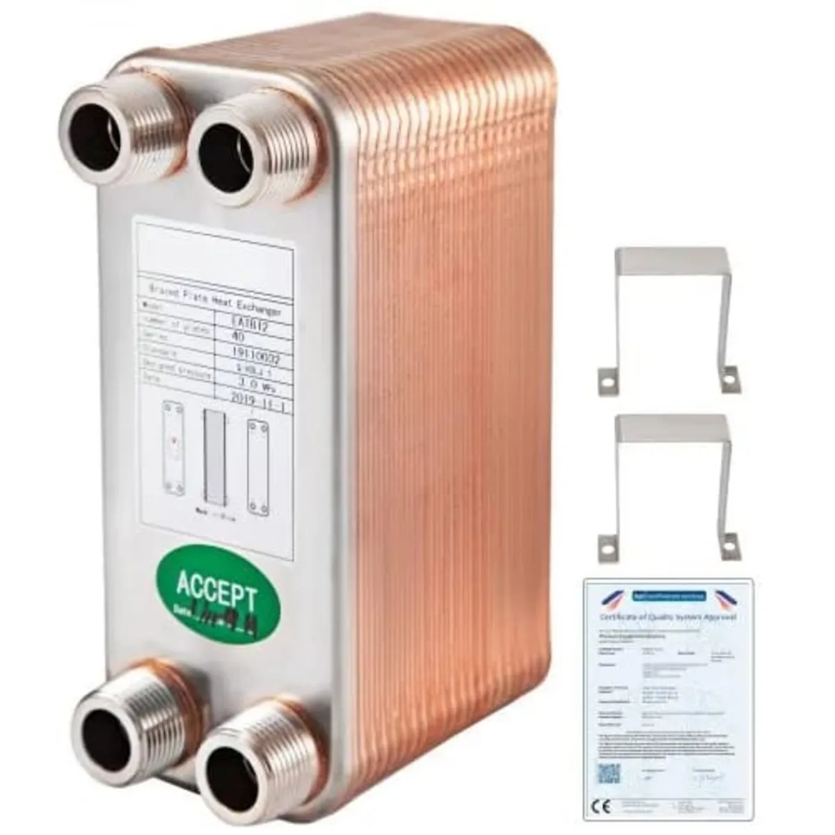 Heat Exchanger 3/4” MNPT Ports Brazed Plate Heat E - Image 1