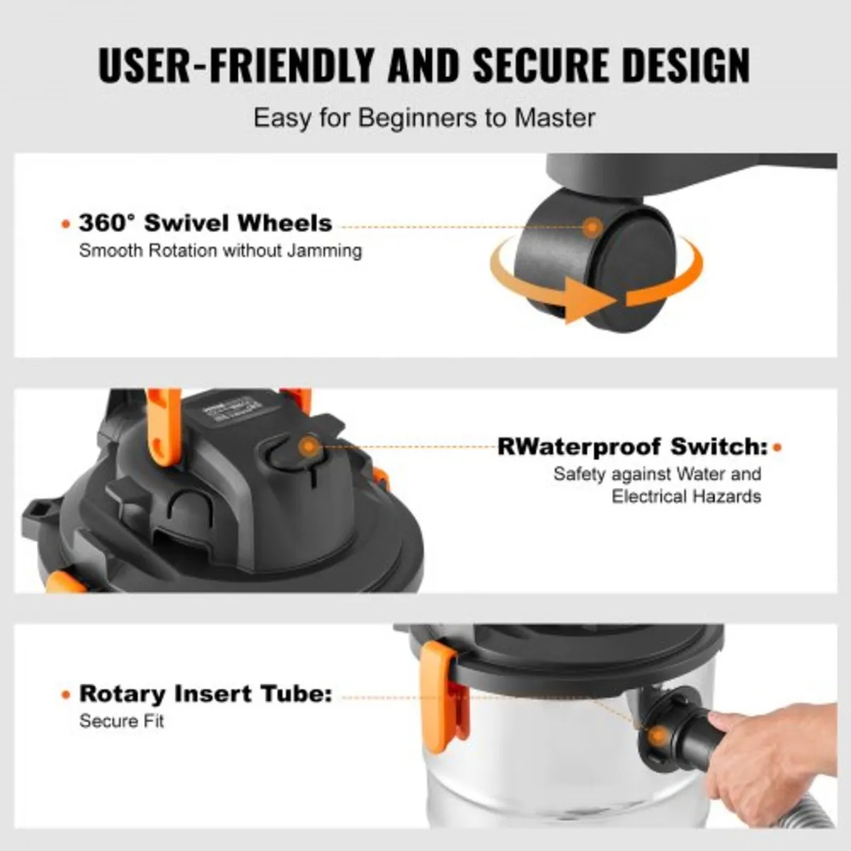 Stainless Steel Wet Dry Shop Vacuum, 8 Gallon 6 Pe - Image 3