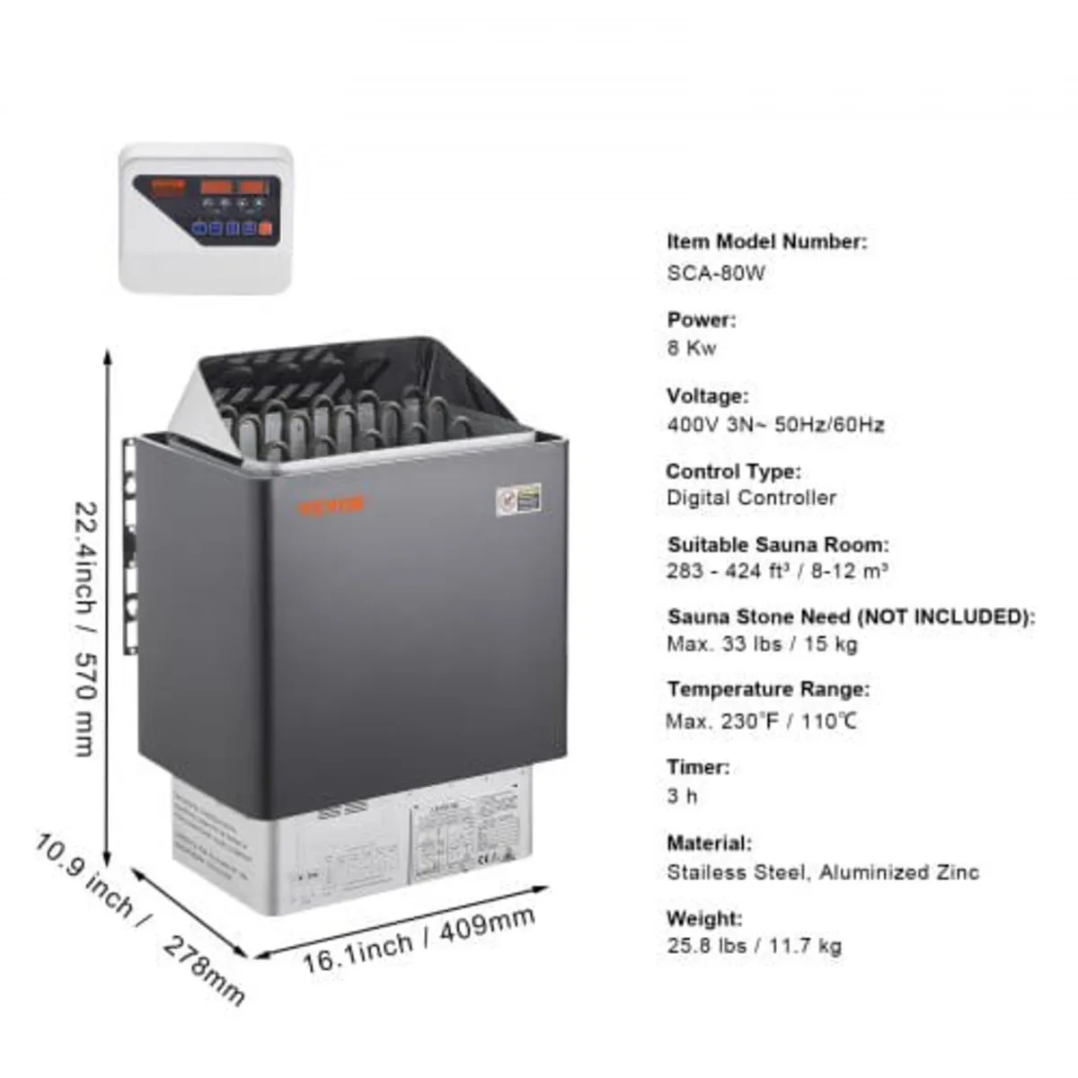 Sauna Heater, 8KW Electric Sauna Stove, 400V 3N Po - Image 3