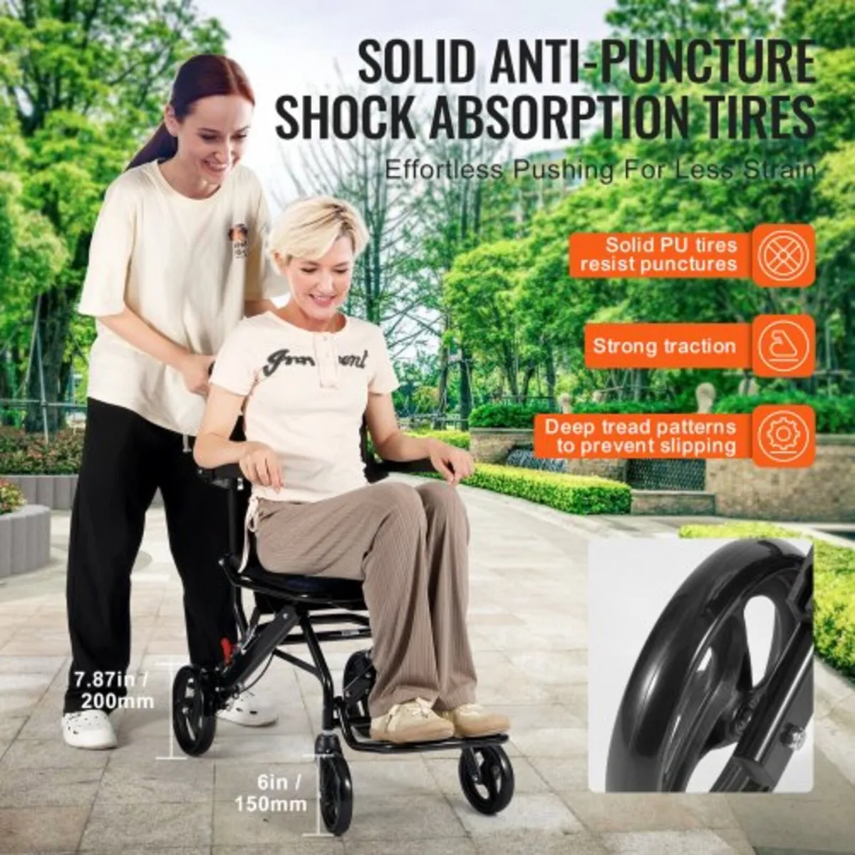 Wheelchair Aluminum Alloy Transport Chair Foldable - Image 3