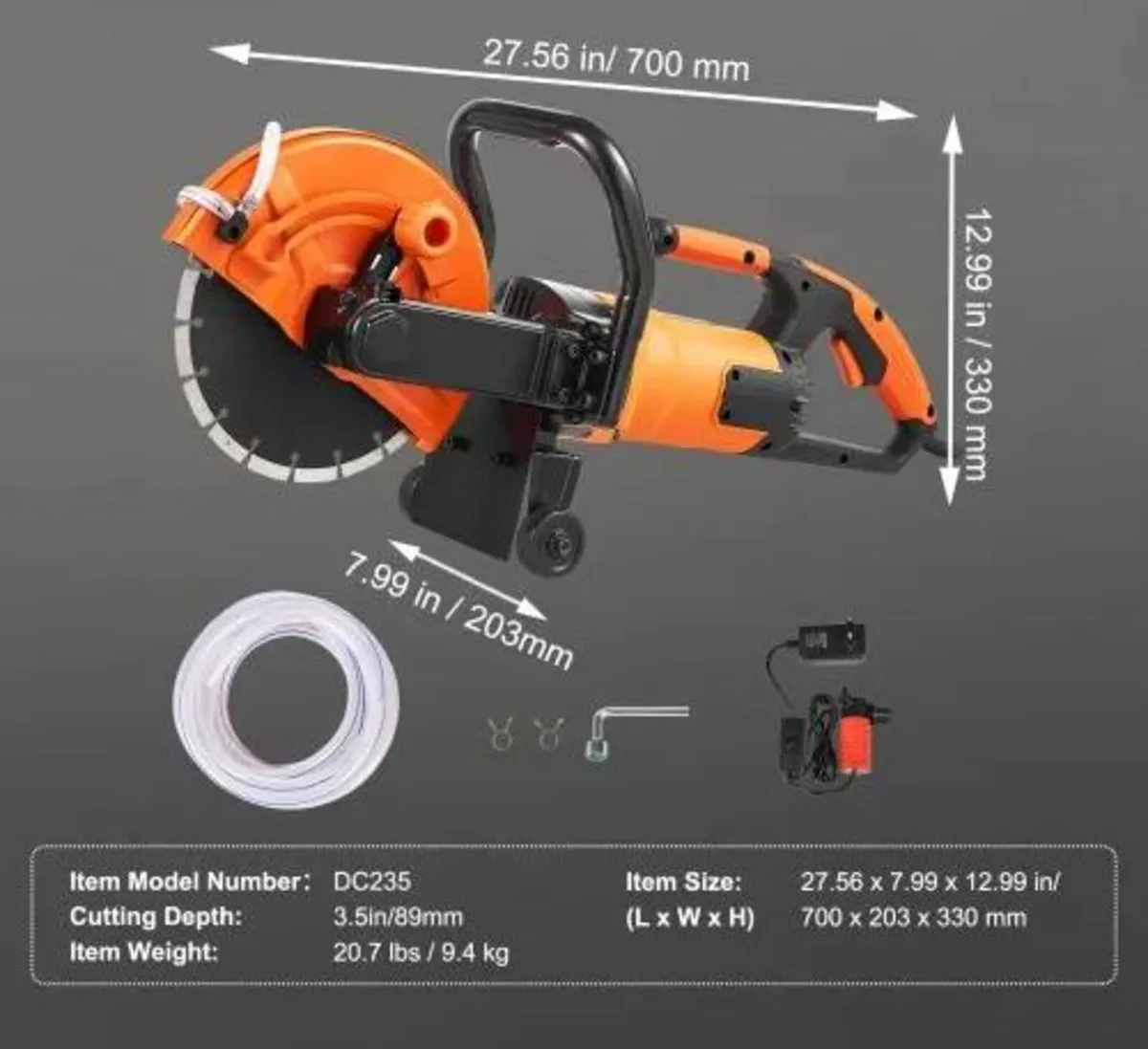 9"/22.9 cm Electric Concrete Saw Wet/Dry Saw Cutte - Image 4