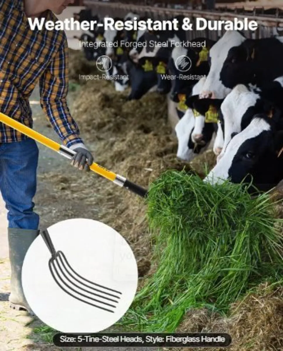 Garden Fork, 5-Tine Gardening Pitchfork - Image 2