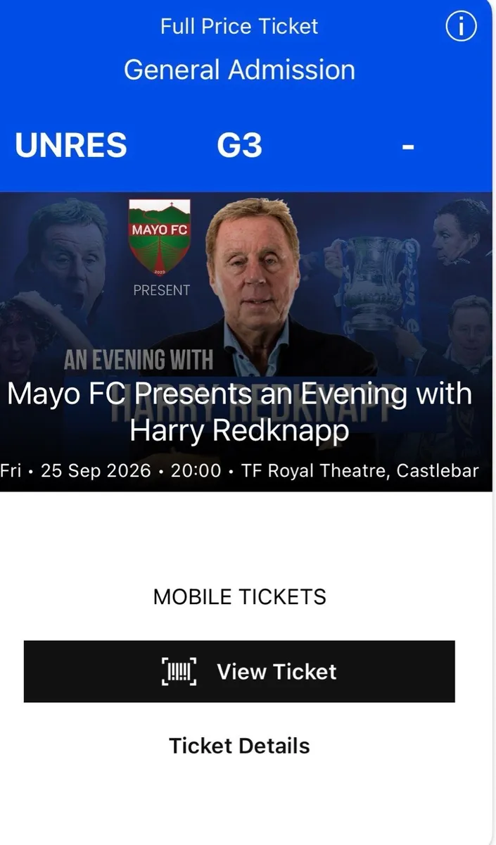 An Evening with Harry Redknapp Castlebar