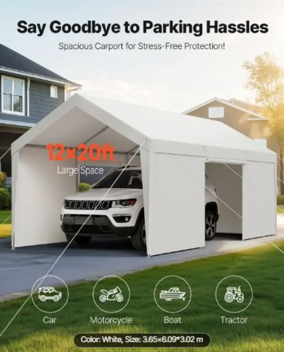 Carport, 12 x 20 FT Outdoor Car Canopy - Image 3