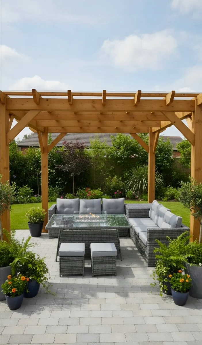 L shape garden furniture with gas firepit new - Image 3