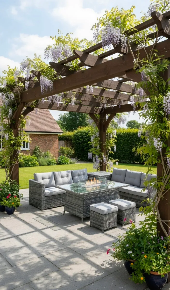 L shape garden furniture with gas firepit new - Image 4