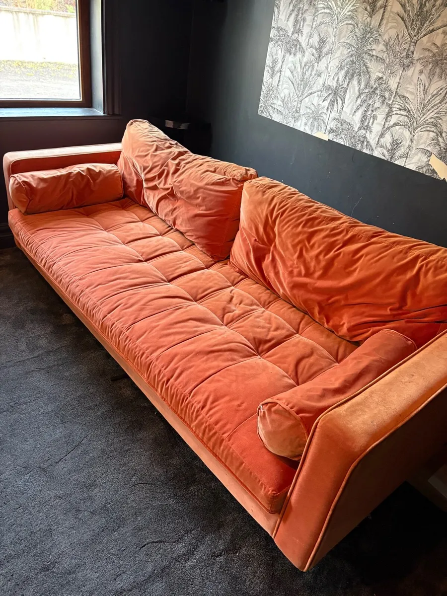 Velvet Orange Sofa - Image 1