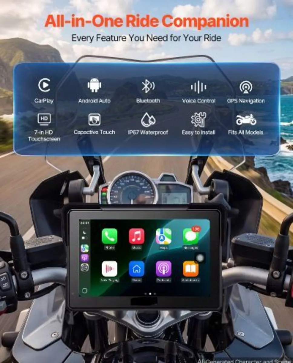 7 Inch Wireless Motorcycle Carplay - Image 3