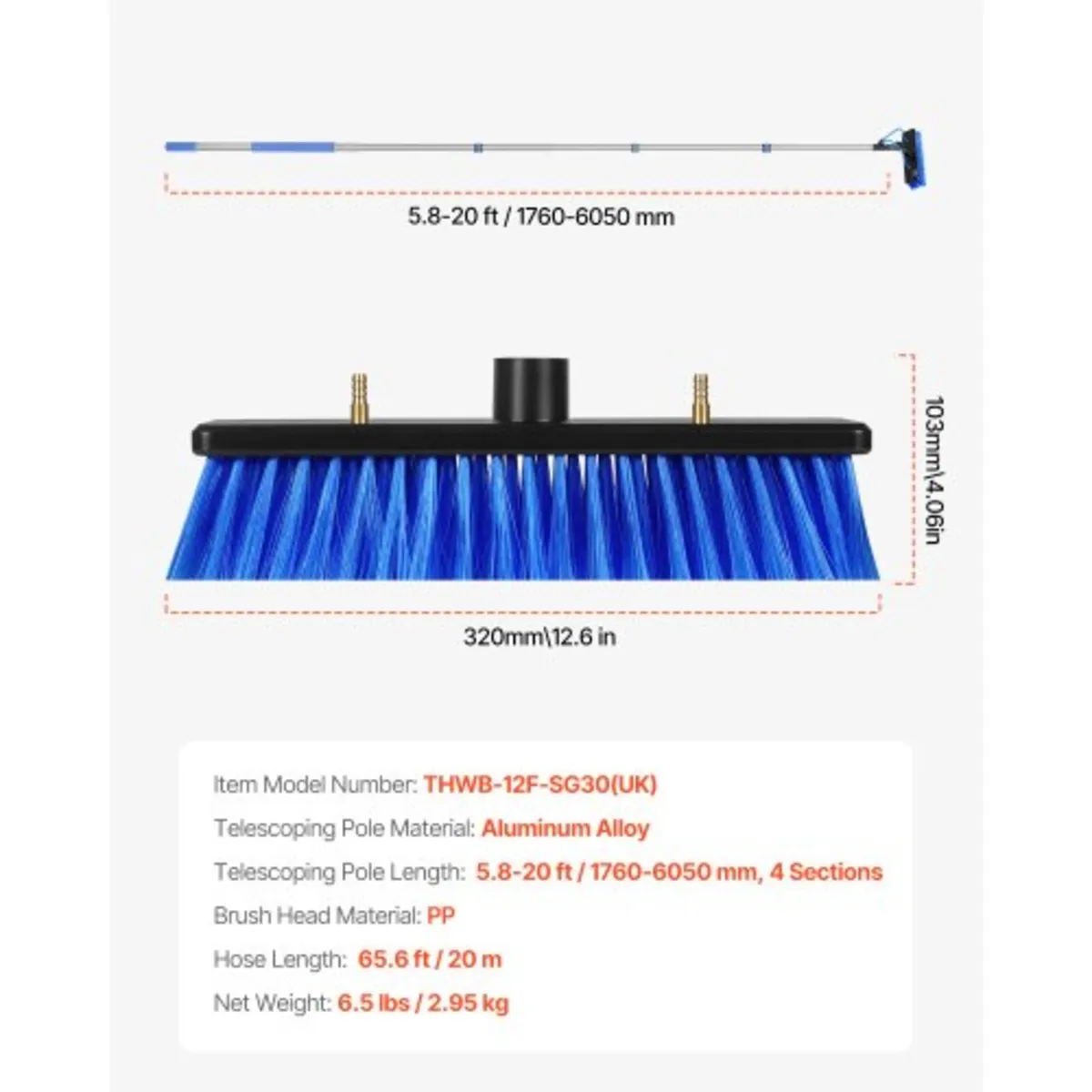 Water Fed Pole Kit, 6m Solar Panel Cleaning Pole w - Image 2
