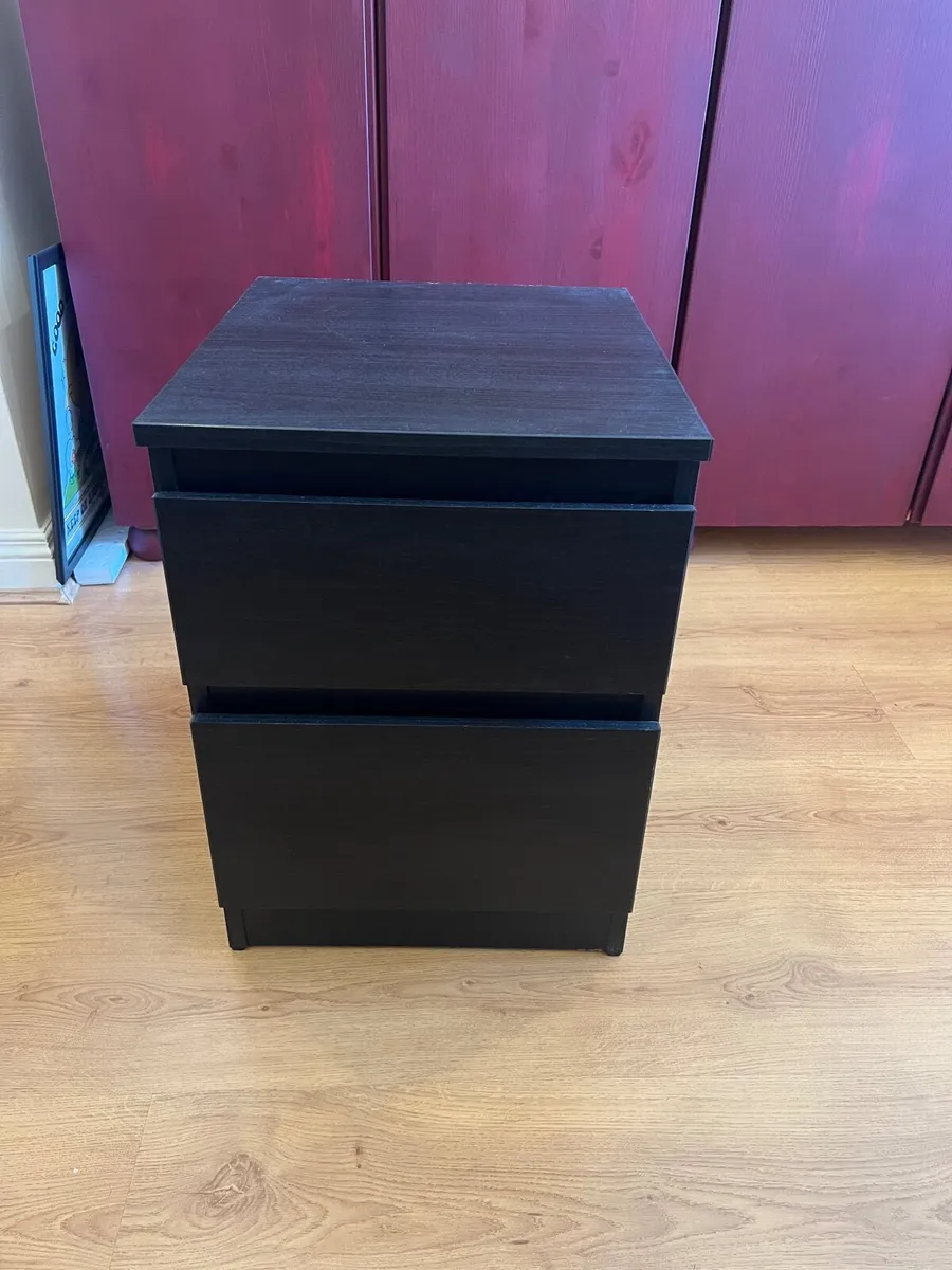 IKEA MALM 2 Drawer Bedside Locker – Black - Image 2