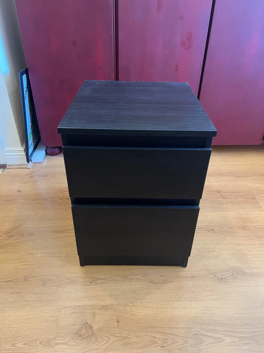 IKEA MALM 2 Drawer Bedside Locker – Black - Image 1