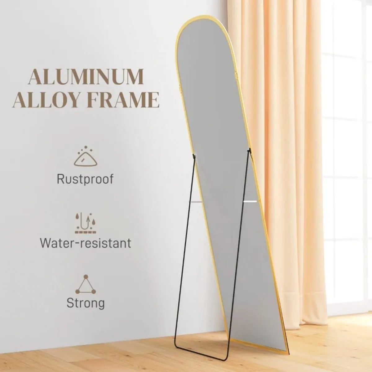 162cm Aluminium Frame Standing Mirror - Gold

Feat - Image 4