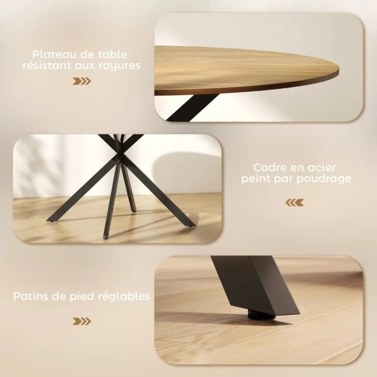 Round Dining Table for 4, 120 cm Industrial Style - Image 3