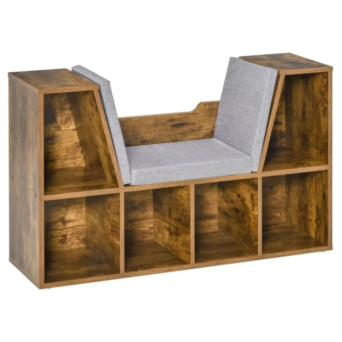Bookcase Storage Shelf with Cushioned Reading Seat - Image 1