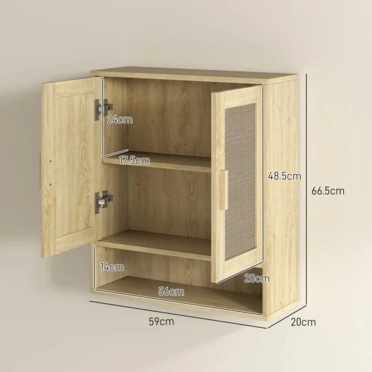 Bathroom Wall Cabinet Wall-Mounted WC Unit with Do - Image 3