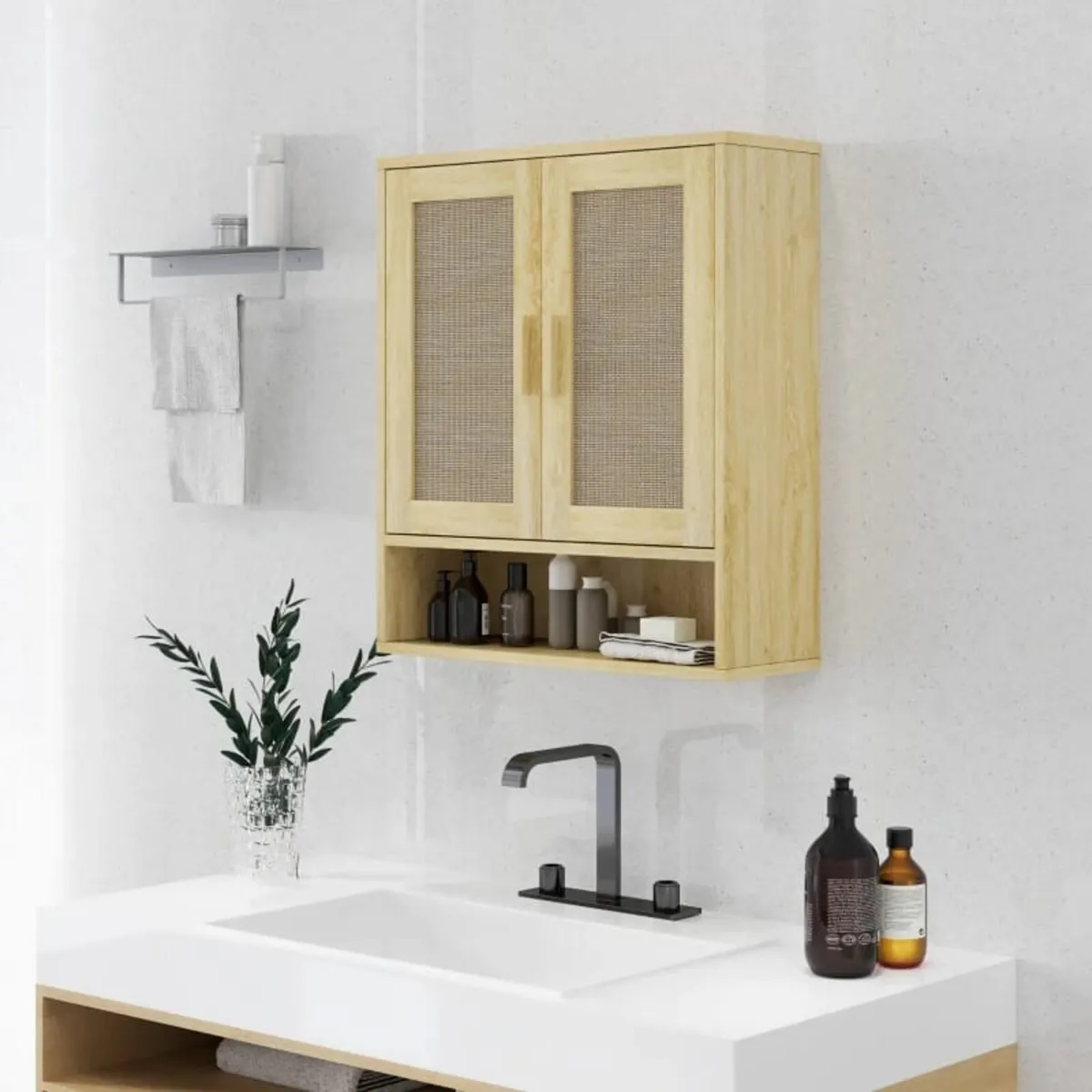 Bathroom Wall Cabinet Wall-Mounted WC Unit with Do - Image 2