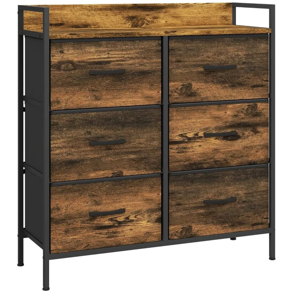 Rustic Chest of Six Fabric Drawers - Rustic Brown - Image 1