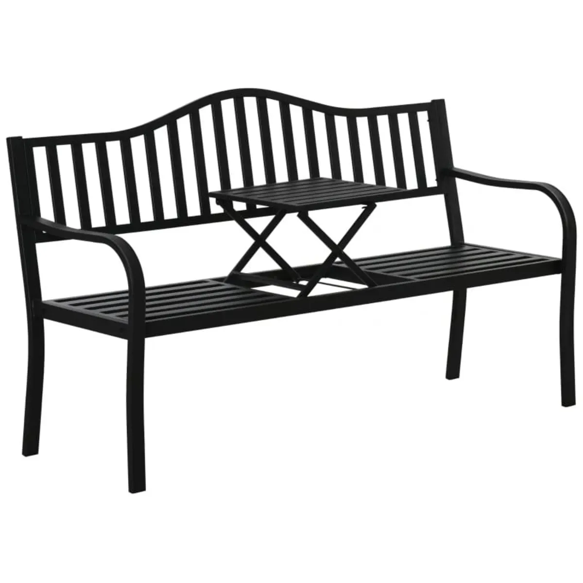 Metal Outdoor Bench with Liftable Middle Table, Pa - Image 3