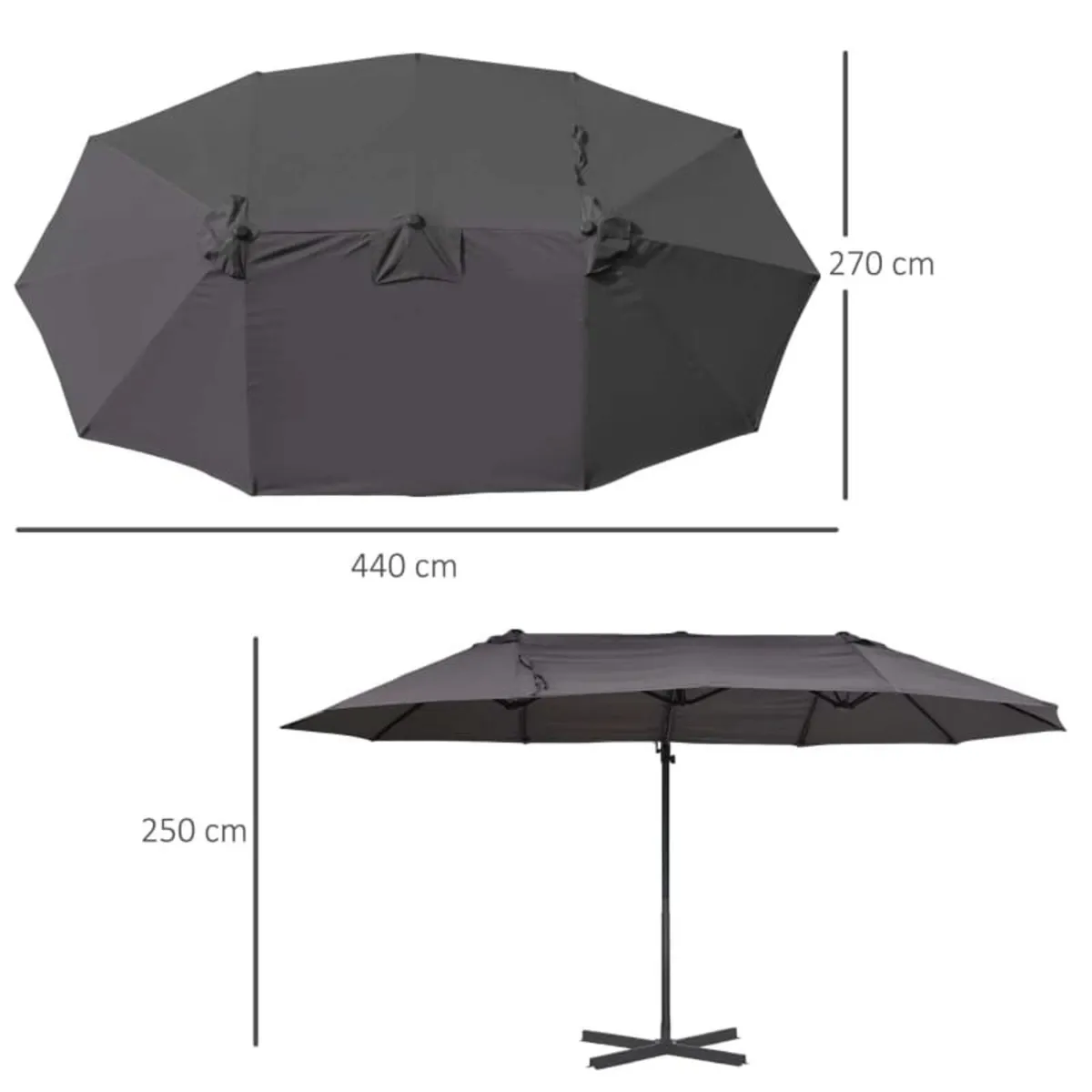 Double Parasol Patio Umbrella Garden Sun Shade w/ - Image 2