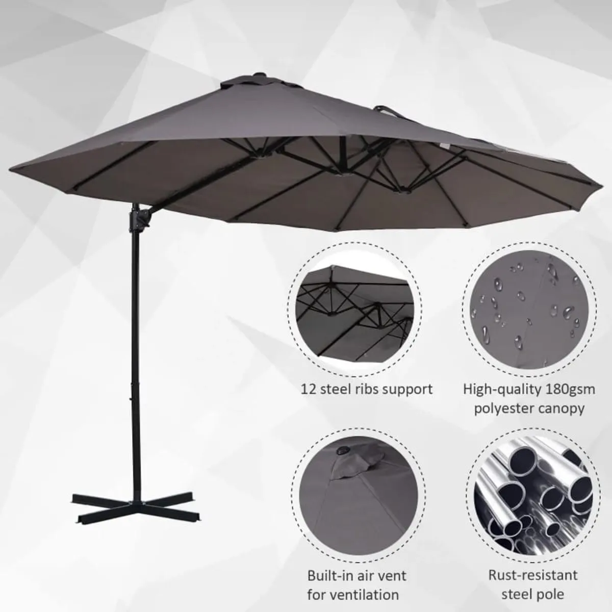 Double Parasol Patio Umbrella Garden Sun Shade w/ - Image 3