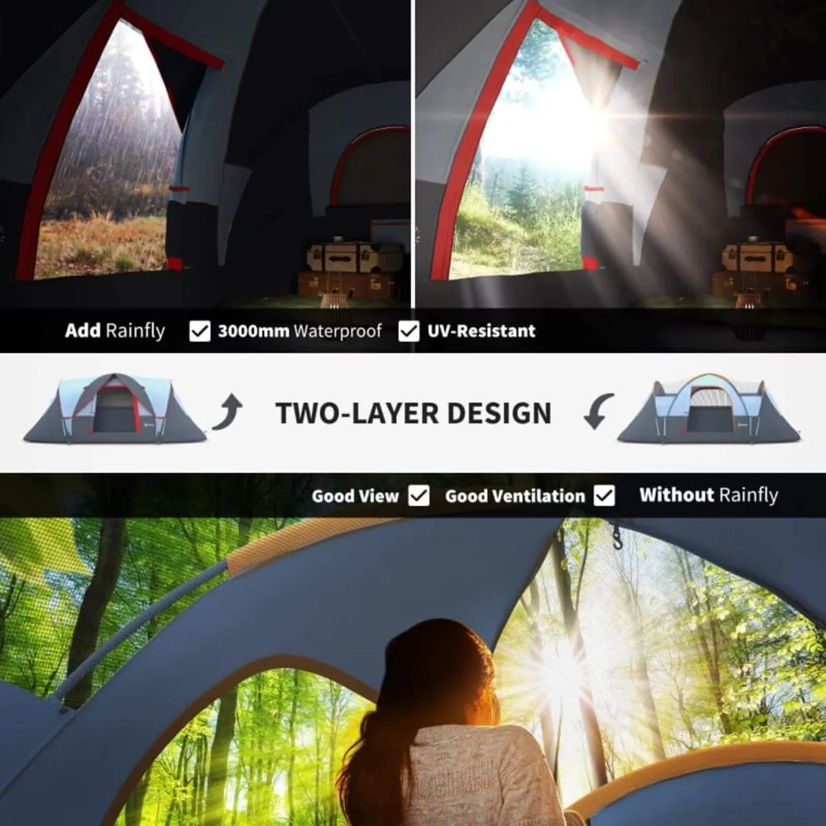 5-6 Man Dome Camping Tent Hiking Shelter UV Protec - Image 3