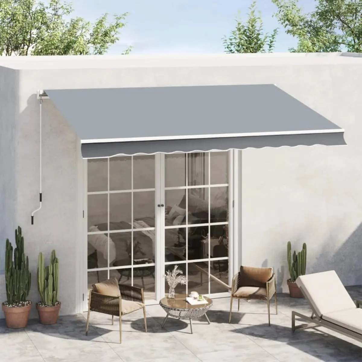 3 x 2.5m Manual Retractable Sun Shade Patio Awning - Image 2