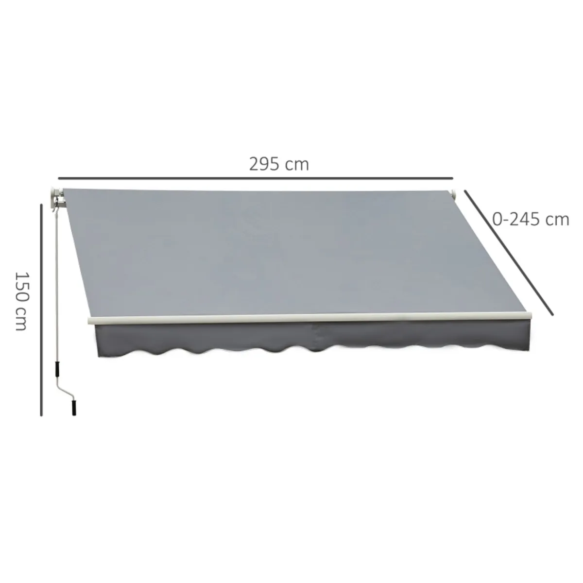 3 x 2.5m Manual Retractable Sun Shade Patio Awning - Image 4