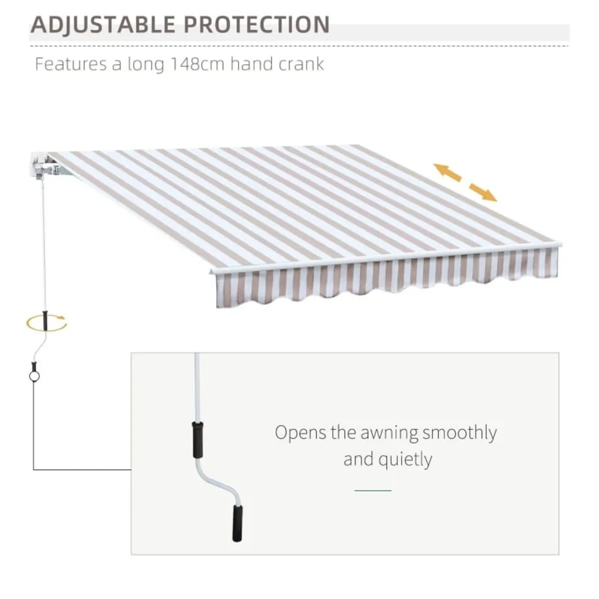 10' x 8' Manual Retractable Sun Shade Patio Awning - Image 4