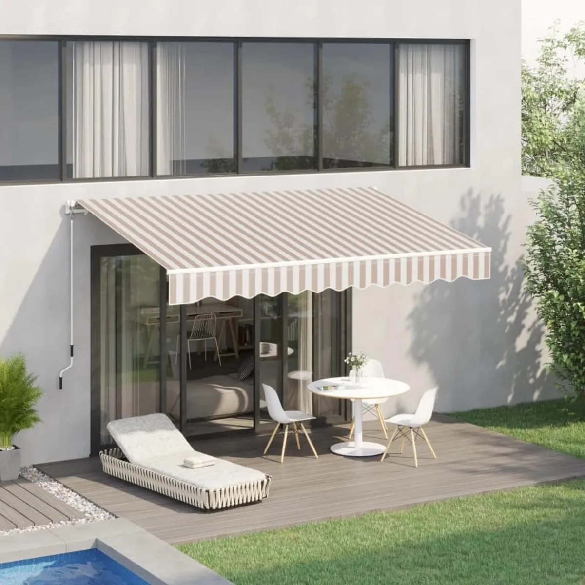 10' x 8' Manual Retractable Sun Shade Patio Awning - Image 2
