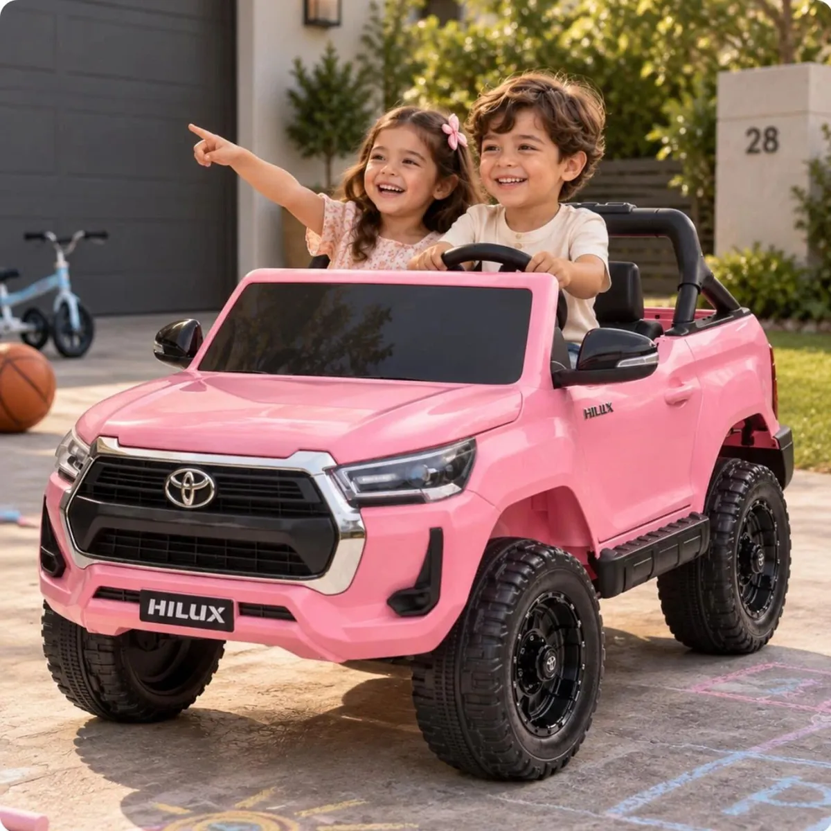 Toyota Hilux 12V Electric Ride On Jeep Pink - Image 1