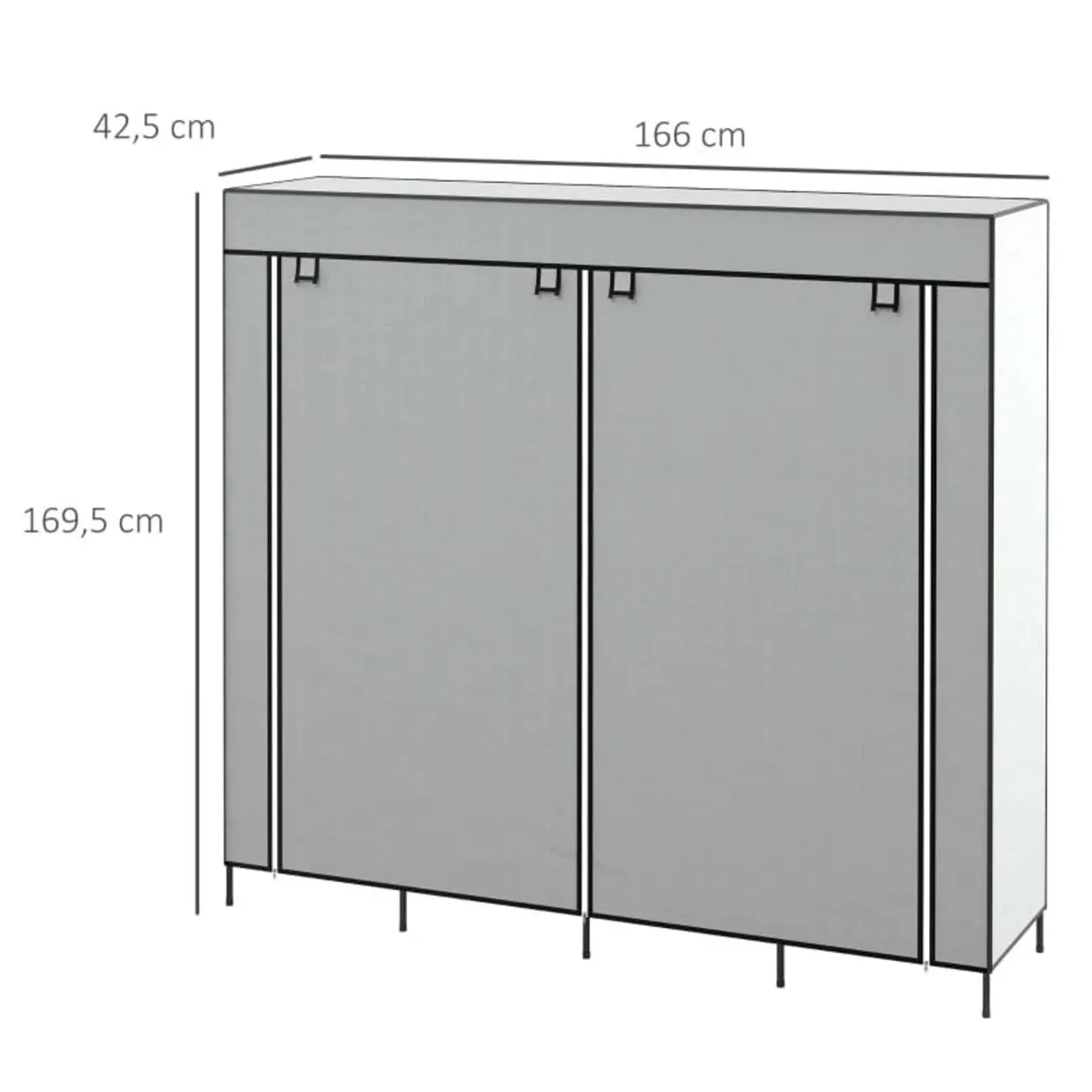 Fabric Wardrobe Closet, Doors, 2 Clothes Rails, 10 - Image 2