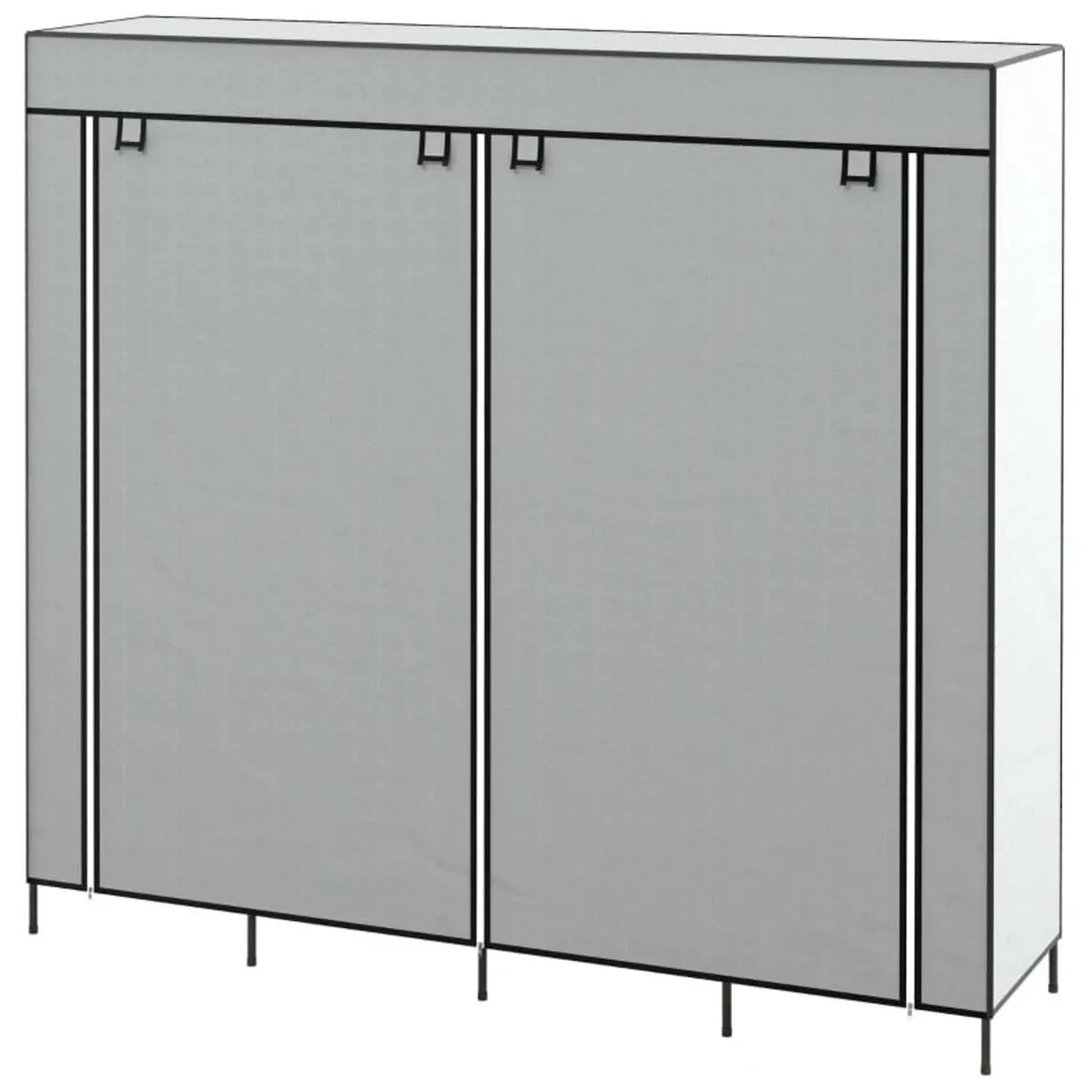 Fabric Wardrobe Closet, Doors, 2 Clothes Rails, 10 - Image 3