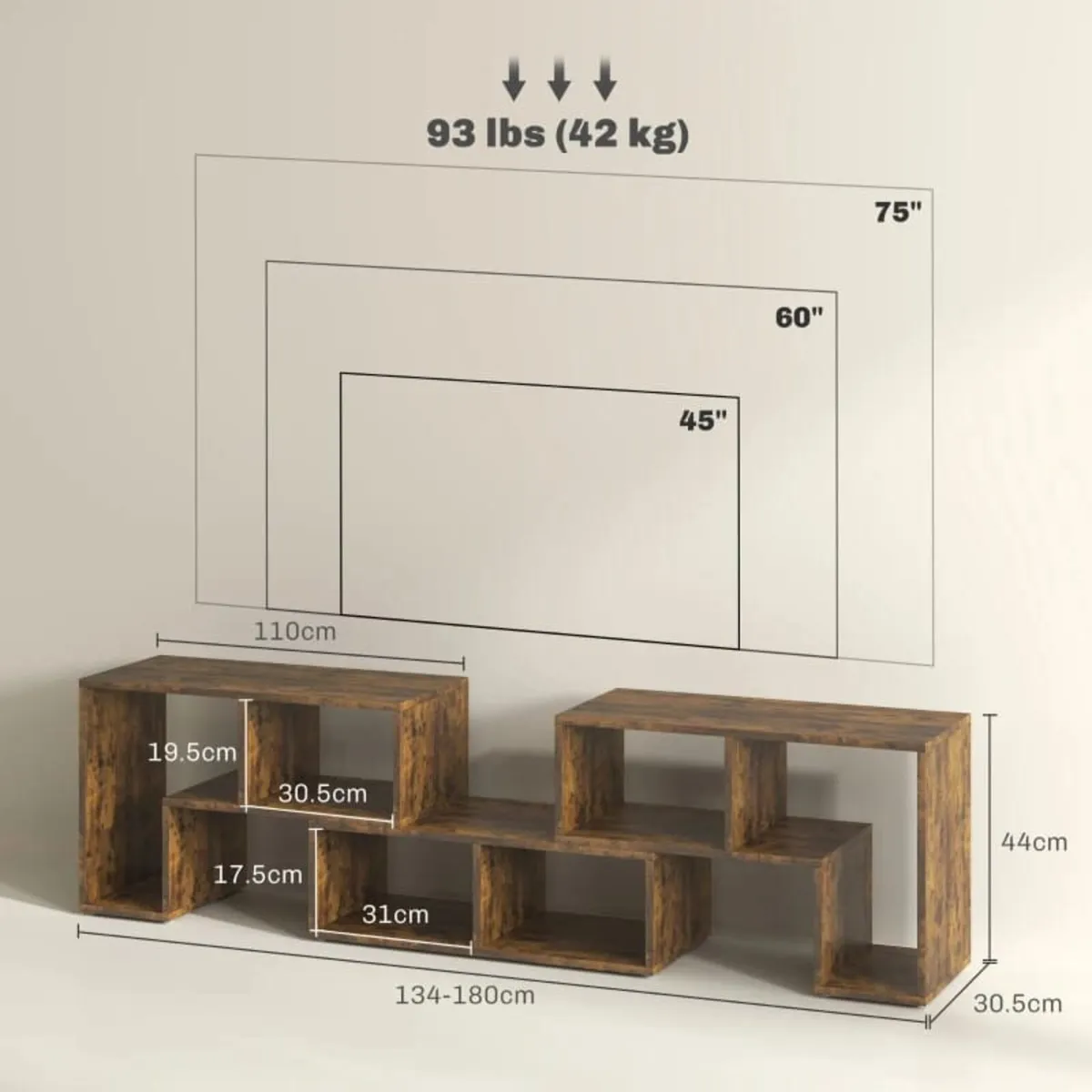 TV Stand for TVs up to 75 Inches, Free Combination - Image 3
