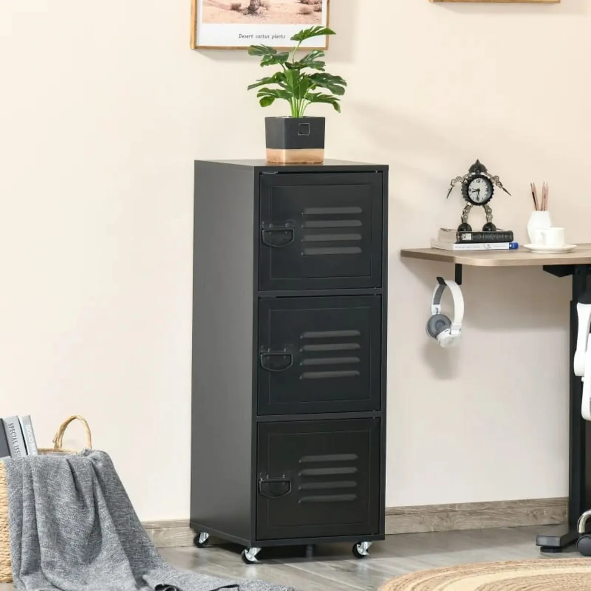 Vertical File Cabinet, Rolling Filing Cabinet with - Image 3
