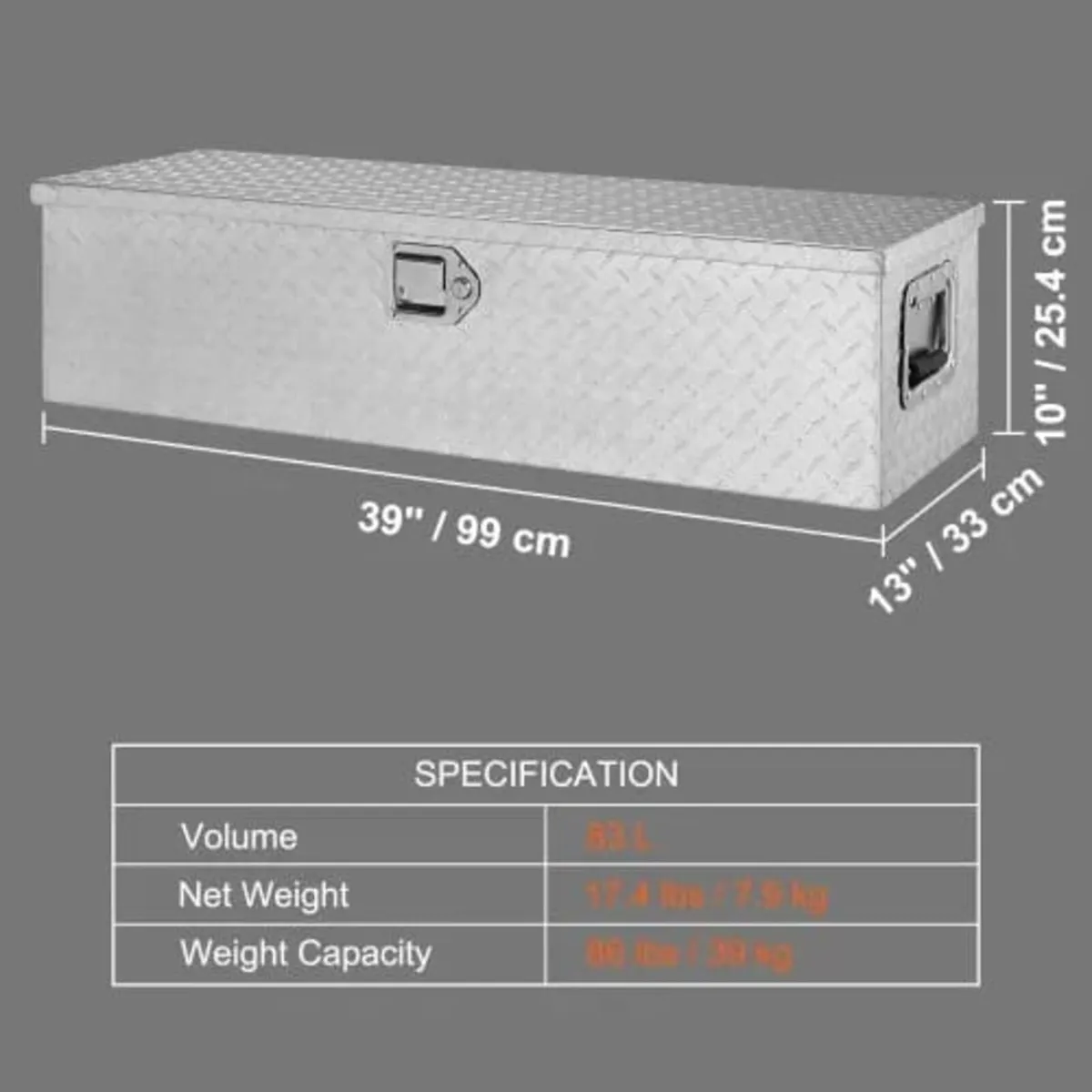 Truck Bed Tool Box, Diamond Plate Tool Box with Si - Image 2