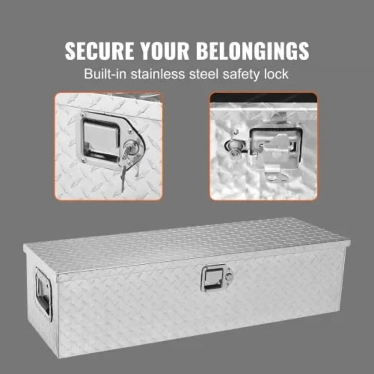 Truck Bed Tool Box, Diamond Plate Tool Box with Si - Image 3