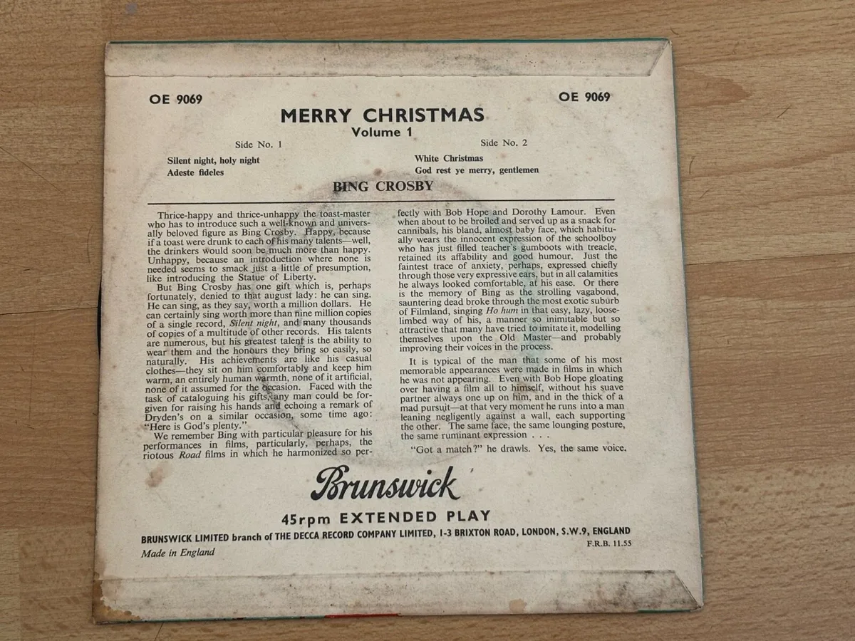 White Christmas Bing Crosby 7 inch single - Image 2