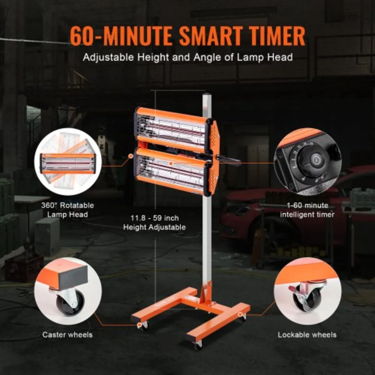 2200W 1-60 min Timing, Auto Heating Car Curing Lig - Image 2