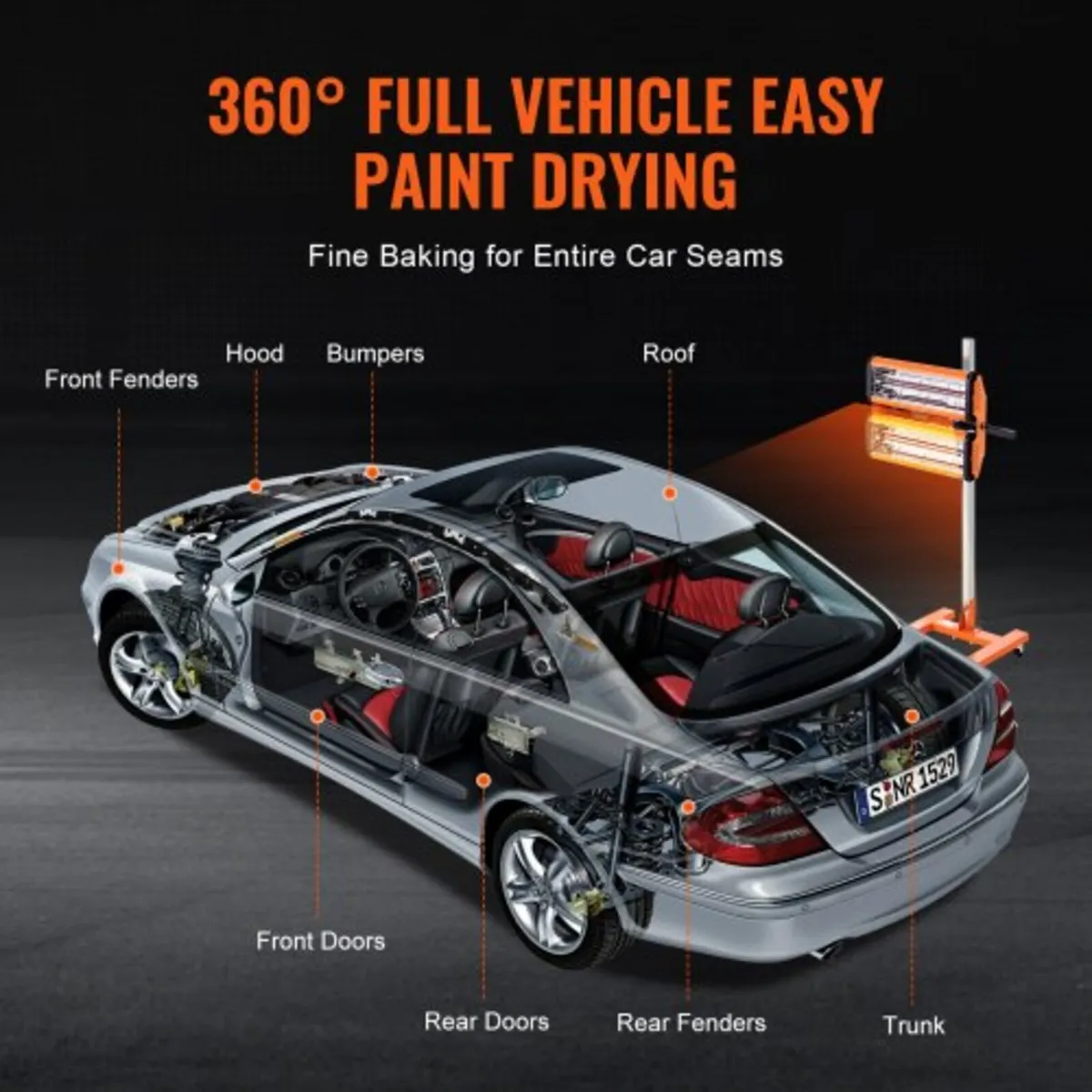 2200W 1-60 min Timing, Auto Heating Car Curing Lig - Image 3