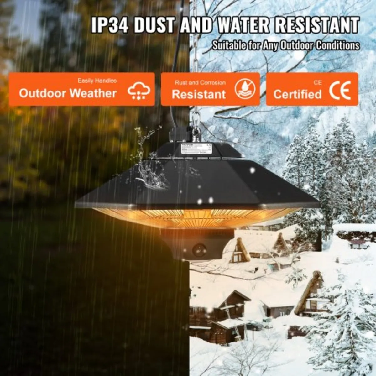 Hanging Patio Heater, 2000W Remote Control Outdoor - Image 2