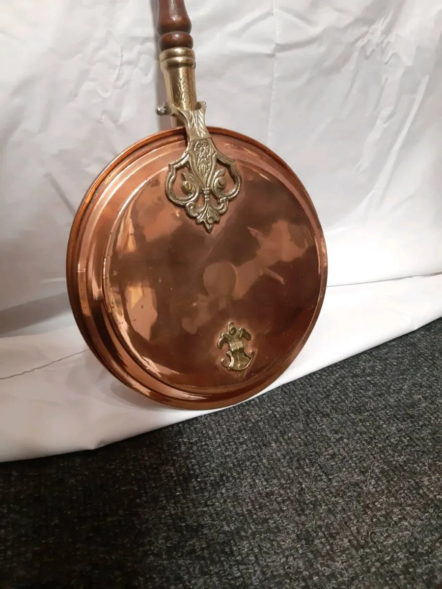 Antique copper & brass bed warmer - Image 1