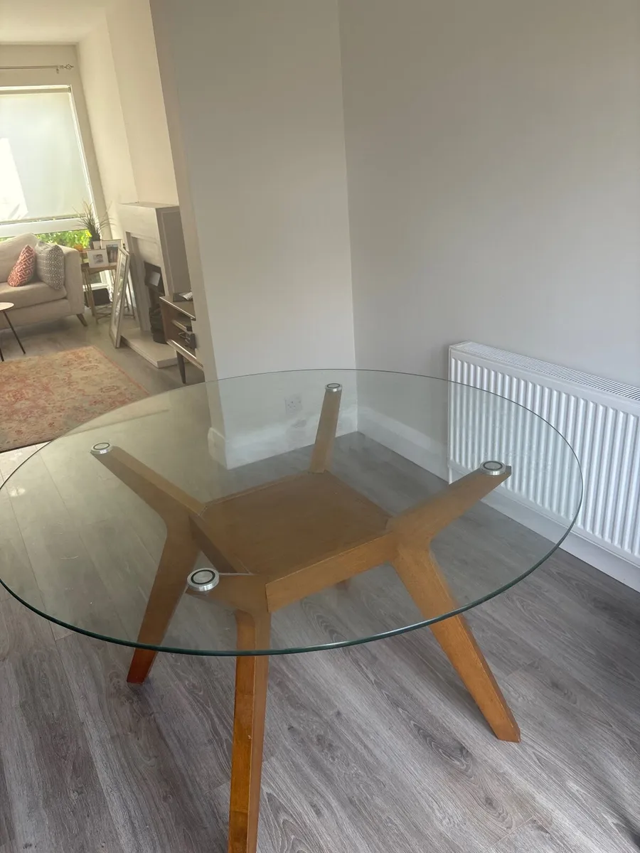 Dining table with glass top - Image 1