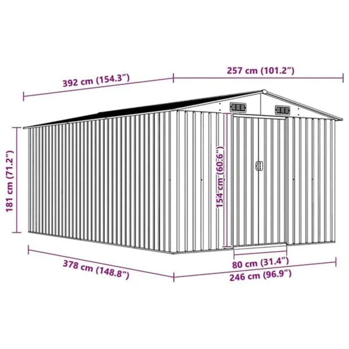 Garden Shed 257x392x181 cm Metal Grey

Description - Image 4