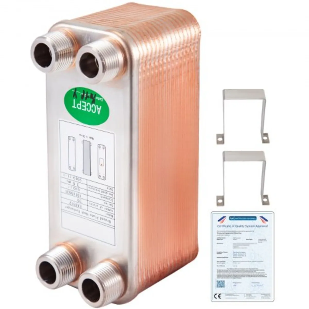 Heat Exchanger 3/4” MNPT Ports Brazed Plate Heat E - Image 1