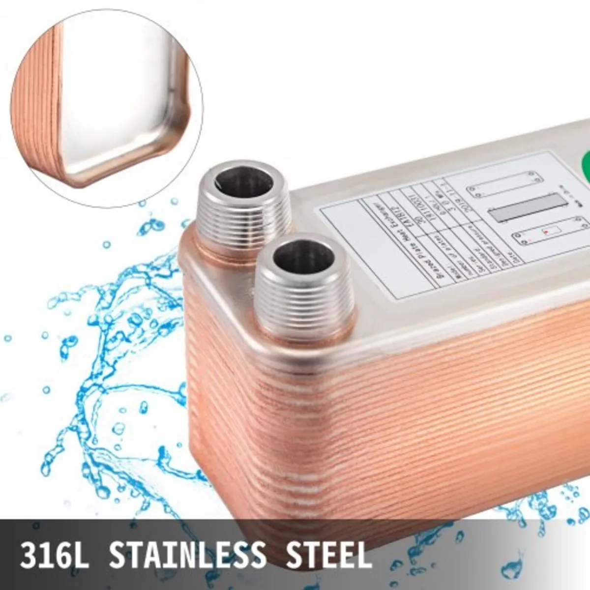 Heat Exchanger 3/4” MNPT Ports Brazed Plate Heat E - Image 2