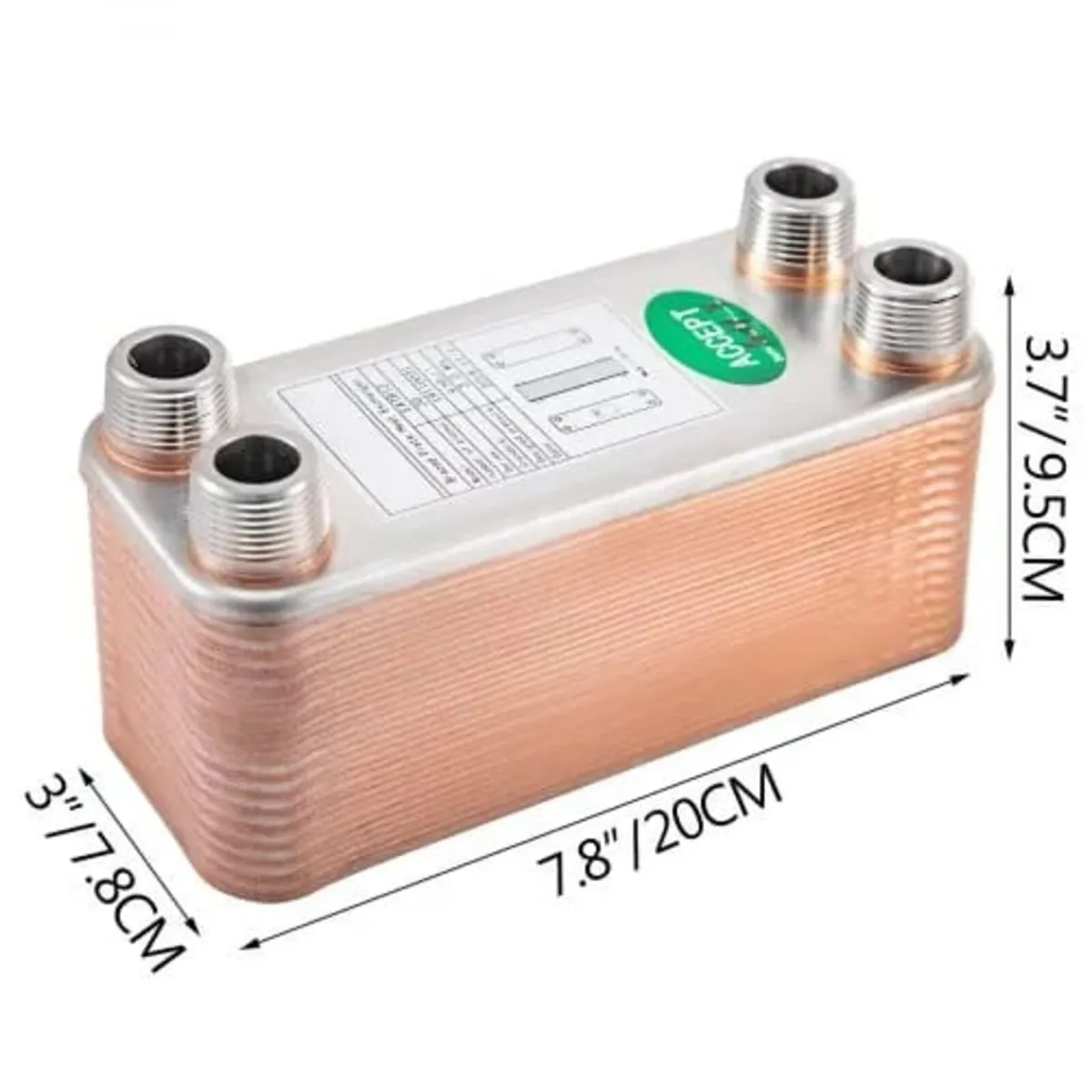 Heat Exchanger 3/4” MNPT Ports Brazed Plate Heat E - Image 3