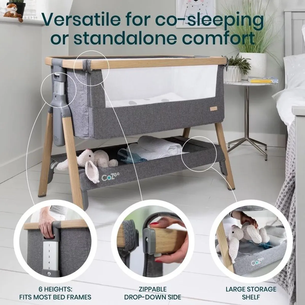 Tutti Bambini CoZee Lite Bedside Crib - Image 4
