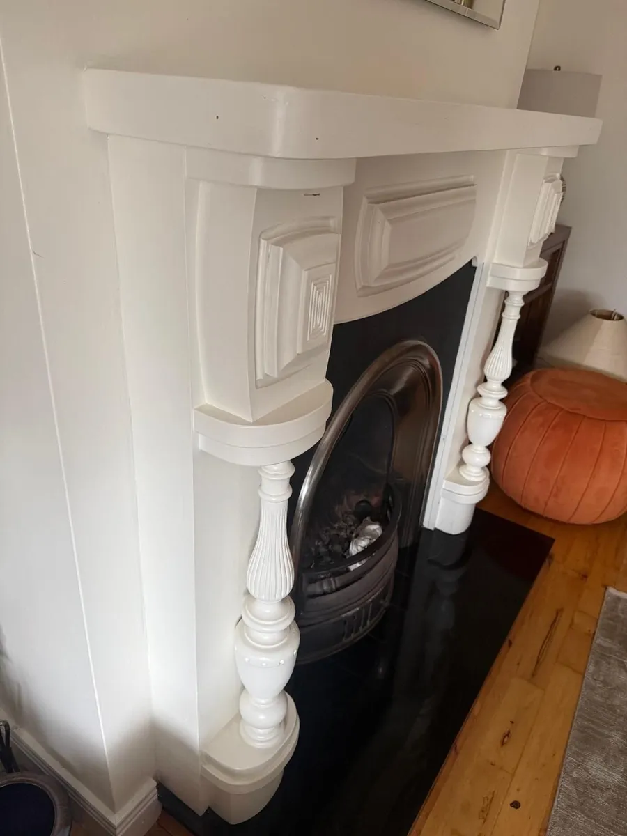 Cream fireplace and metal insert - Image 2
